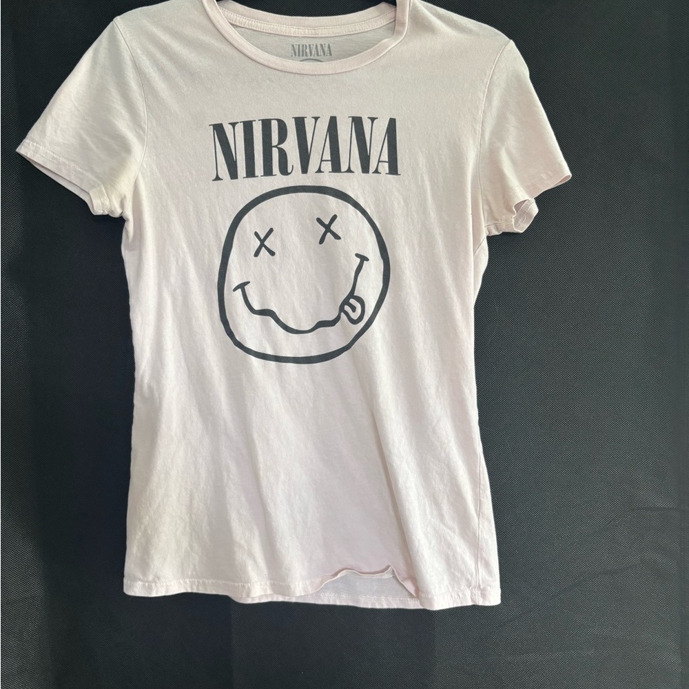 NIRVANA Soft Pink Smiley Face T-Shirt